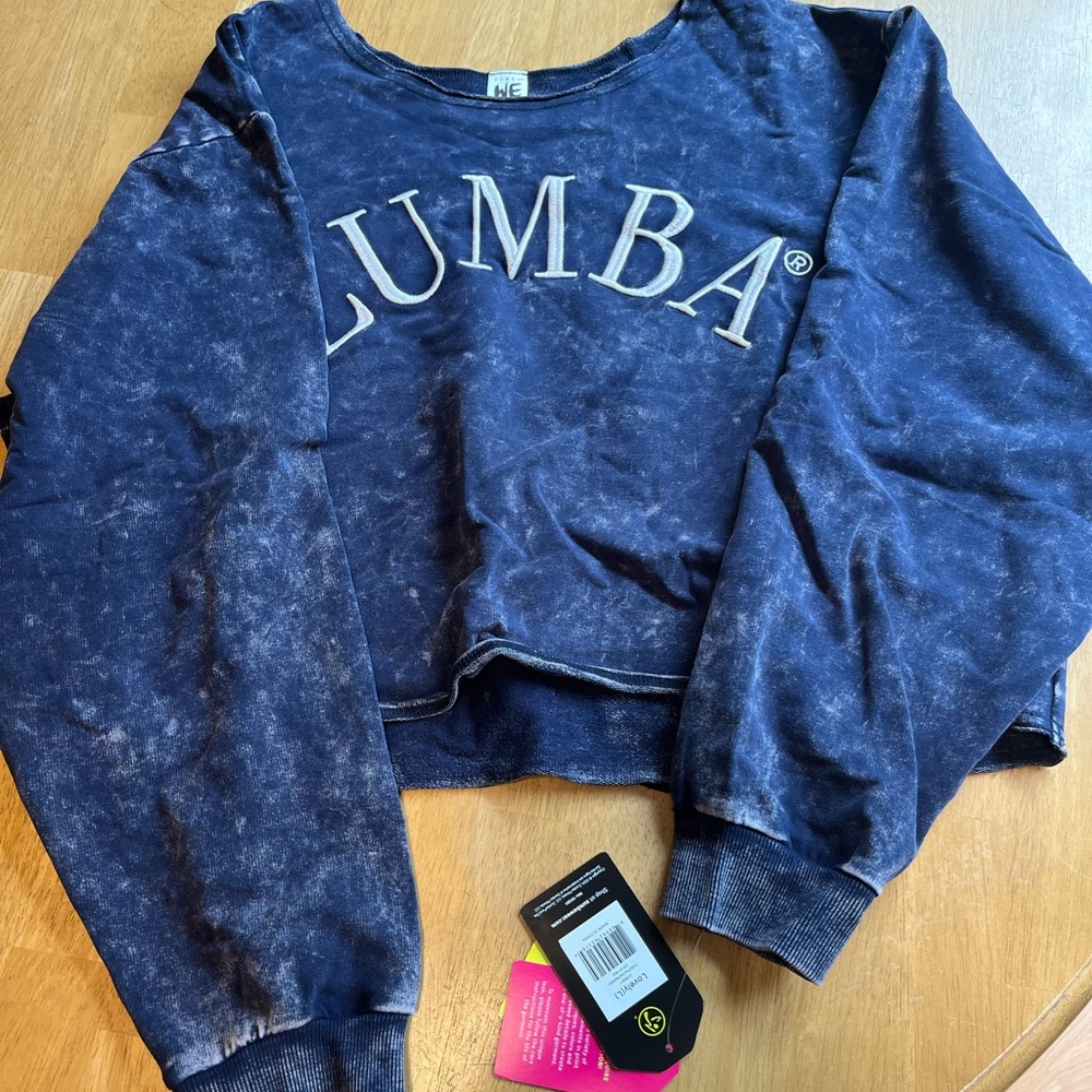 L Zumba Fitness Blue Prep Crop Top